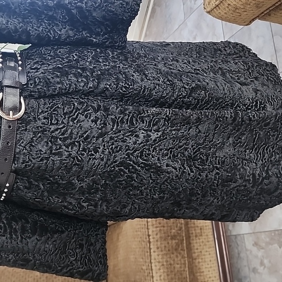 VINTAGE REAL FUR PERSIAN LAMB FOX FUR COLLAR LINED COAT EUC - Picture 3 of 15